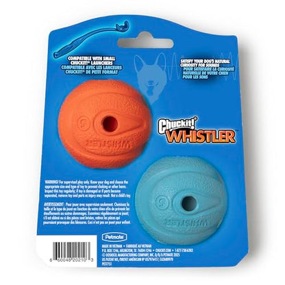 Chuckit! The Whistler Ball Dog Toy, Small (2 Inch Diameter) for Dogs 0-20 lbs, Pack of 2