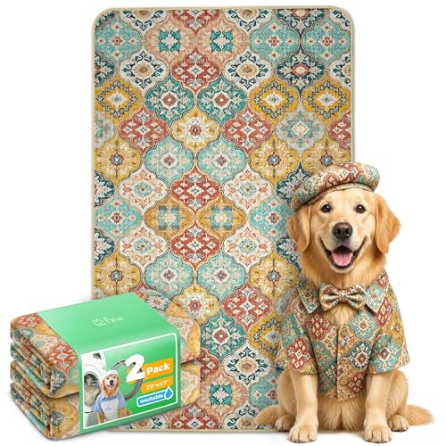 FXW Washable Pee Pads for Dogs, Puppy Pads with Super Absorbent, Specifically Designed for 48inch Cages, 29" x 47" Rectangle, Beige Gourd, 2 Packs - color: Beige Gourd, size: 29" x 47" (2 Packs)