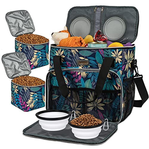 BAGLHER Dog Travel Bag, Pet Travel Bag (ALL Pet Travel Supplies), With 2 Pet Food Containers and 2 Collapsible Silicone Bowls; Essential Kits for Travel Hawaii - color: Hawaii, size: Medium