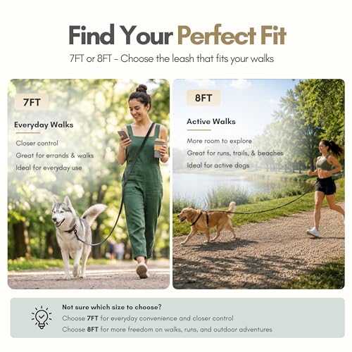Hands-Free Waterproof Dog Leash, Adjustable Waist & Crossbody Dog Leash for Running, Walking & Hiking (Blue, 8 FT) - color: Blue, size: 8 FT