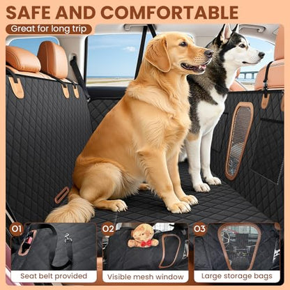 A-Pce Dog Car Seat Cover for Back Seat, Hard Bottom Back Seat Extender for Dogs, Back Seat Pet Cover for Dogs - Supports 400lbs, Waterproof Heavy Duty Scratch Dog Hammock for Car SUV and Small Truck - size: XL