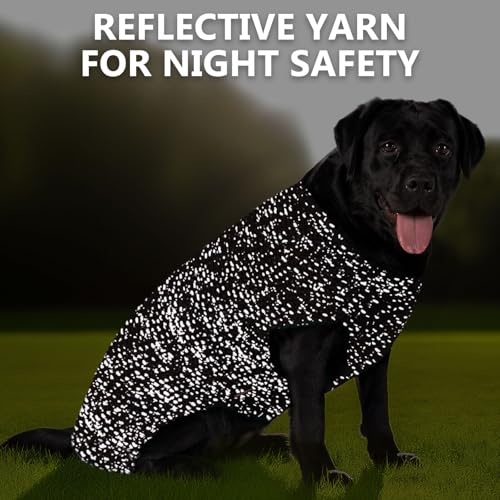 KYEESE Dog Sweater with Leash Hole Warm Pullover with Reflective Yarn for Small and Medium Dogs Male Soft Knit Pullover Boy Dog Coats Cozy Lightweight Thick Sweater,Khaki,Medium - color: 2# Khaki, size: M (24-30lbs)