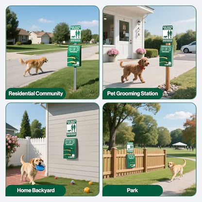POCHAR Aluminum Outdoor Dog Bag Dispenser with Pick Up Sign for Pet Waste | Rust-Proof Wall-Mounted Poop Bag Dispenser for Dog Waste, Includes Lock & Mounting Hardware - style: ‎Dispenser with Sign