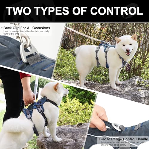 Escape Proof Dog Harness Medium Sized Dog, Lightweight Full Body Pet Vest with Lift Handle and Leash Clip, Reflective Adjustable No Slip Dog Harness for Daily Walking(Grey,Chest:17-32") - color: Grey, size: M: Chest 17-32", Fit 25-55 lbs