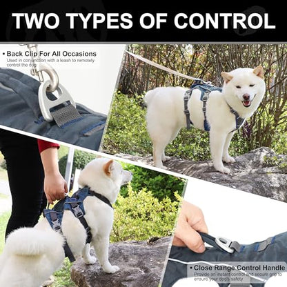 Escape Proof Dog Harness Medium Sized Dog, Lightweight Full Body Pet Vest with Lift Handle and Leash Clip, Reflective Adjustable No Slip Dog Harness for Daily Walking(Grey,Chest:17-32") - color: Grey, size: M: Chest 17-32", Fit 25-55 lbs