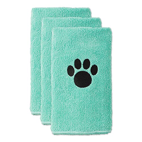 Bone Dry Pet Grooming, Embroidered Microfiber Towel Drying Collection, 15x30, Aqua - color: Aqua, size: 15x30"