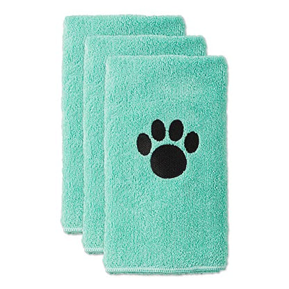 Bone Dry Pet Grooming, Embroidered Microfiber Towel Drying Collection, 15x30, Aqua - color: Aqua, size: 15x30"
