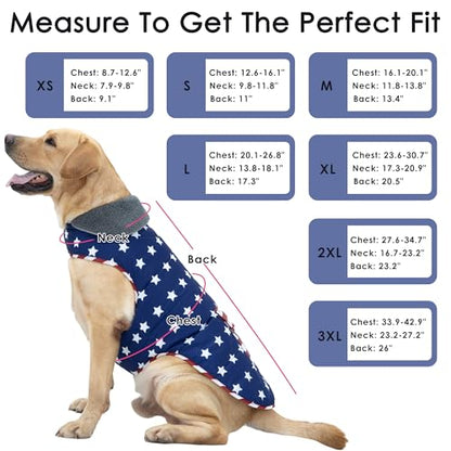 Petglad Dog Coat, Waterproof Dog Winter Jacket with Pocket, Reflective Adjustable Pet Snow Vest, Warm Cozy Fleece Sweater for Small Medium Extra Large Dogs - American Flag, L - color: USA Flag, size: L(Chest Girth:20.1-26.8")