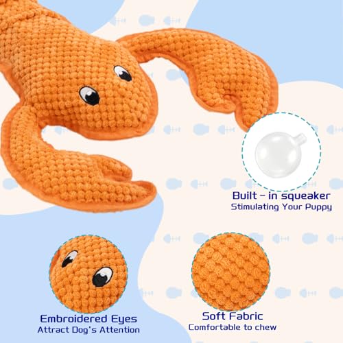 Squeaky Dog Toy No Stuffed Dog Toys,Lobster Puppy Toys for Small Medium Large Breed pups Teething Interactive Toy to Keep Them Busy, Best Christmas Birthday Gift - color: Orange