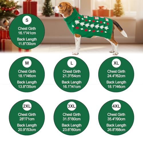 Christmas Dog Sweater Pet Christmas Knitwear Warm Dog Turtleneck Sweater with Xmas Trees Patterns Pet Winter Warm Clothes Knitted Shirt Hoodie for Small Medium Large Dogs S - size: Small