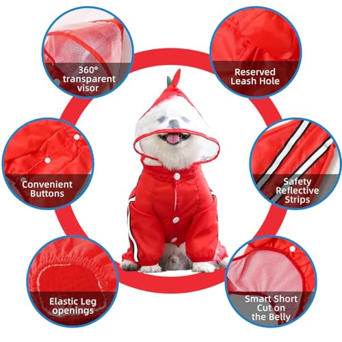 MANON ROSA Dog Raincoat Waterproof & Quick-Drying Puppy Rain Coat with Hood and Leash Hole Cute Hooded Rain Poncho Gear Clothes for Small Medium Large Dogs (Frog,X-Small) - color: Frog, size: X-Small