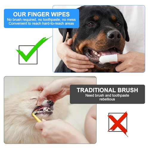 25Pcs Cat & Dog Toothbrush Soft Fabric Pet Finger Toothbrush Kit Washable & Reusable Oral Cleaning Wipes for Puppies Kittens at Home Dental Care (White and Clear)