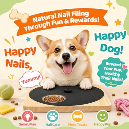 Dog Nail Scratch Board with Treat Box, 3-in-1 Wooden Pet Scratch Board for Nails, Adjustable Resistance Dog Nail File Toy for Stress-Free Grooming, Slow Feeder Puzzle Toy for Dogs