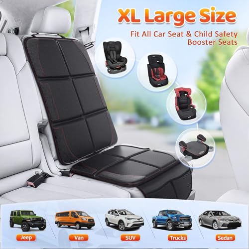 Gimars XL Thickened Car Seat Pad, Pack of 2, [ISOFIX Suitable], Universal Waterproof 600D Oxford Car Seat Protector with Mesh Pockets, Universal for SUVs, Cars and Trucks, Black - color: black
