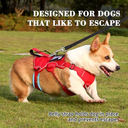 VOOPET Escape Proof Dog Harness, Soft Padded Full Body Pet Harness, Reflective No Pull Dog Harness with Handle and 2 Leash Clips for Small Dogs Walking Hiking Training (Red,S)