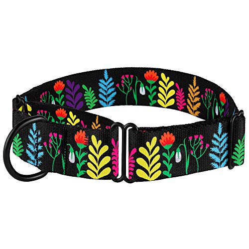 CollarDirect Martingale Dog Collar Heavy Duty Nylon Slip Collars for Small Medium Large Dogs [Nylon, Patterned, Navy Blue, L, 15"-20"] - color: Navy Blue, size: Large (Neck Size 15"-20")