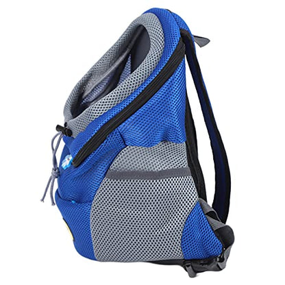 Pet Knapsack Backpack, Dog Carrying Bag with Ventilation Window, Spacious Oxford Cloth Pet Carrier for Small Dogs, Adjustable Padded Straps and Removable Cushion (Blue) - color: Blue