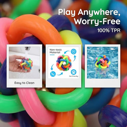 Dog chew Toys, Suitable for Teething Pets, Durable, and Good for Dental Cleaning. Interactive Dog Toys for Small, Medium, and Puppy chewers. - color: Bell ball