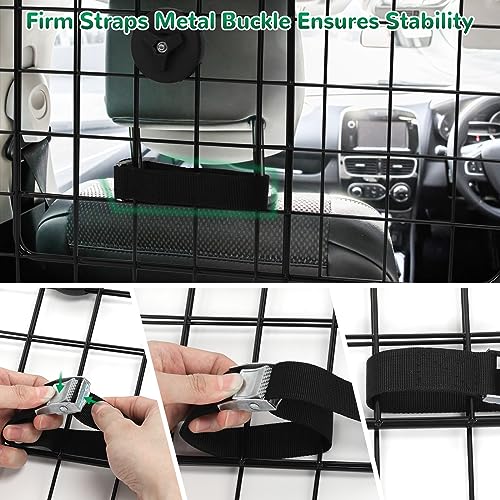 HAITRAL Universal-Fit Barrier,Adjustable Dog Barrier for SUVs,Cars,Trucks,Heavy-Duty Wire Mesh Guard Pet Divider,Back Seat Dog Separator Gate for Cargo Area,Safety Car Travel Accessories