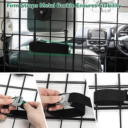 HAITRAL Universal-Fit Barrier,Adjustable Dog Barrier for SUVs,Cars,Trucks,Heavy-Duty Wire Mesh Guard Pet Divider,Back Seat Dog Separator Gate for Cargo Area,Safety Car Travel Accessories
