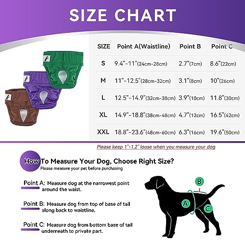 Female Dog Diapers Small Breeds, 3 Pack Washable Dog Period Panties for Small to Medium Dogs, Reusable Doggy Nappies, Pet Sanitary Underwear in Heat/Incontinence, Waist Adjustable, XL - size: XL