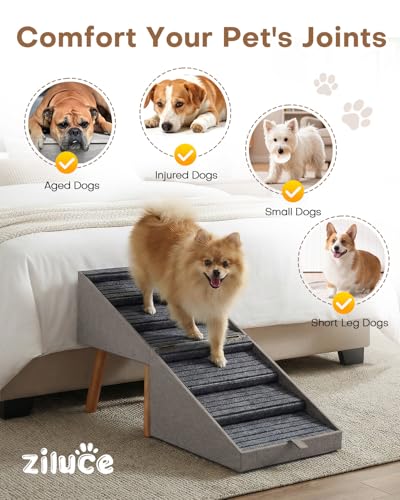 Split Ottoman Dog Ramp for Bed and Couch, 21.06" H Non Slip Dog Stairs for Small Medium Large Dogs Cats Puppies Joint Support, 2 in 1 Foldable Wooden Pet Steps for Senior/Injured Dogs, Space Saving - size: 21.06" H-Hemp Green