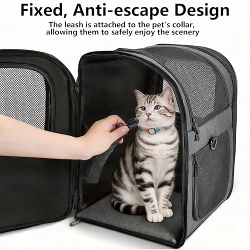 Dog & Cat Carrier Backpack for Large/Small Pets-Ventilated Safe Design with Padded Back Support,Portable and Foldable Pet Carrier Backpacks,Outdoor Travel Breathable Mesh Pet Backpack (Black)