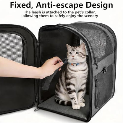 Dog & Cat Carrier Backpack for Large/Small Pets-Ventilated Safe Design with Padded Back Support,Portable and Foldable Pet Carrier Backpacks,Outdoor Travel Breathable Mesh Pet Backpack (Black)
