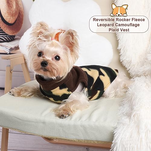 Dog Sweaters for Small Dogs Boy Girl, Plaid Puppy Sweater Fleece Dog Clothes Vest, Stretchy XSmall Doggie Sweater Pet Clothes, Chihuahua Teacup Doggy Clothes, Camouflage, S - color: Camouflage, size: Small (Chest 15in )