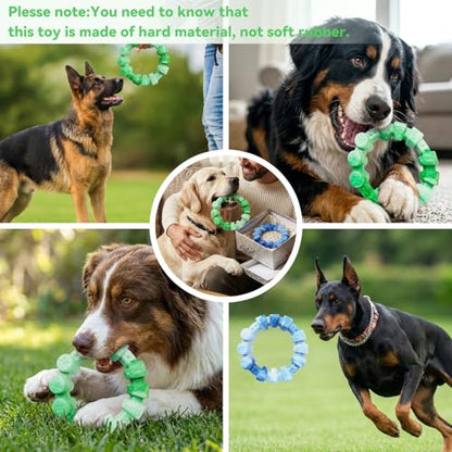 BoYoYo 2 Pack Dog Toys for Aggressive Chewers, Indestructible Dog Toys for Large Breed, Durable Chew Toy for Dogs to Keep Them Busy, Ring Toy for Trainging & Cleaning Teeth, Milk Flavored