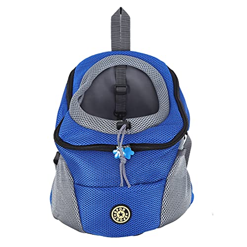 Pet Knapsack, Dog Backpack Carrier with Ventilation Window, Spacious Oxford Cloth Pet Carrying Bag with Safety Belt and Cushion for Small Dogs, Adjustable Shoulder Straps (Blue) - color: Blue, size: S