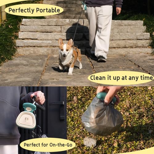 Large Pooper Scooper, Portable and Handheld Size for Walking Large and Small Dogs Outside Yard or Travel Outdoors, Pup Poop Scoop with Container and 30pcs Pet Waste Bag Attachment - size: Large