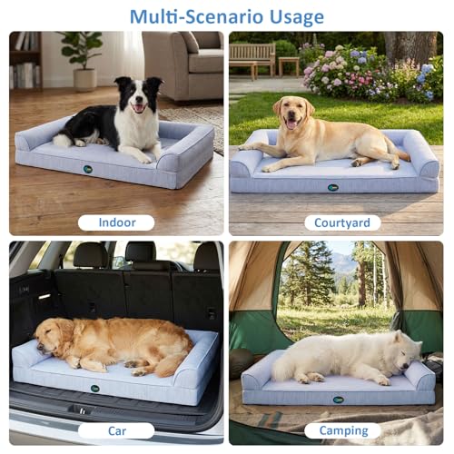 Ownpets Cooling Dog Bed for Large Dogs, 48"x32" Orthopedic Foam Pet Bed with Bolsters, Removable Washable Cover, Protective Inner Liner, Non-Slip Bottom - size: XL(48" x 32")