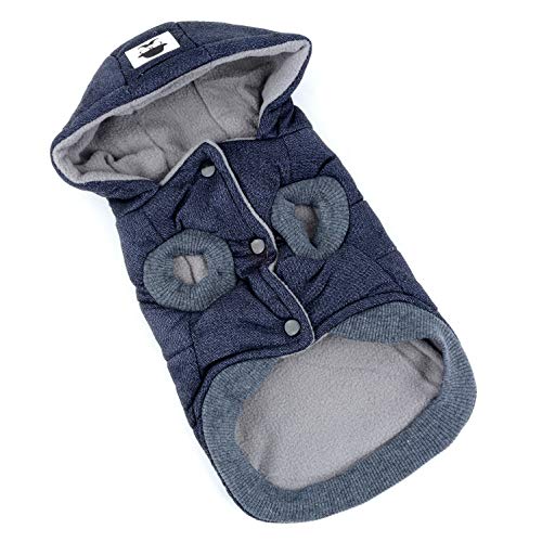 Fleece Dog Hoodie Winter Coat for Small Boy Dog Cat Puppy Cotton Hooded Jacket Chihuahua Clothes Blue XXL - color: Blue, size: XXL