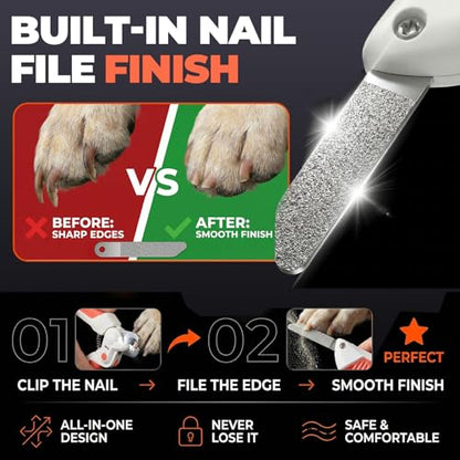 Dogs & Cats Nail Clippers with Light – Safety Guard Pet Nail Trimmer Reveals the Quick, Stainless Steel Blades, Beginner Friendly Grooming Tool for Home Use, Suitable for Small, Medium & Large Pets - color: Orange