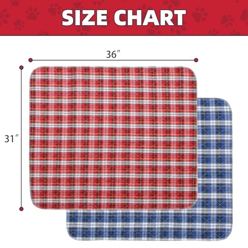 KOOLTAIL Reusable Puppy Pads, 2 Pack Washable Pee Pads for Dogs-Waterproof Non-Slip Plaid Puppy Training Pads, Absorbent Whelping Pads for Potty, Crate, Playpen, Bed, Sofa, Large Dog Mat, 31"x 36" - size: 31*36in 2 Pack