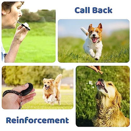 cambk Dog Treat Pouch Training Kit for Keychain, Small Puppy Treat Bag with Clip for Leash on the go, Hands Free Auto Closure Pouches with Dog Clicker and Silent Whistle for Pet Training