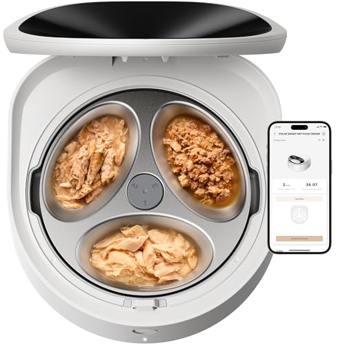 PETLIBRO Automatic Wet Cat Feeder with Refrigeration 2026 New Verision, App-Controlled Cat Food Dispenser with Semiconductor Cooling, 3 Fresh Meals for 3 Days, Stainless Steel Bowl，White - color: White, size: Feeder