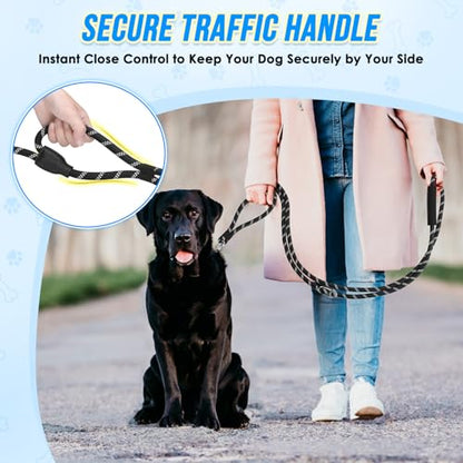 Lukovee Hands Free Dog Leash, 10FT Adjustable Training Lead 1/2 Inch Nylon Heavy Duty Lead No Pull for Large Medium Dogs, Tangle Free Reflective Waist-Leash for Walking Running, (DB, Plus Handle) - color: Black