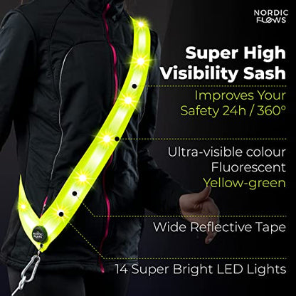 Rechargeable LED Lights Safety Vest – Reflective and Lighted Sash for Night Walks, Running, and Walking the Dog in the Dark Gear