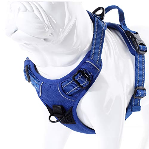JUXZH Truelove No Pull Dog Harness with Easy Control Handle and 2 Leash Attachments,Reflective Adjustable Pet Vest - color: Royal Blue, size: Medium (Pack of 1)