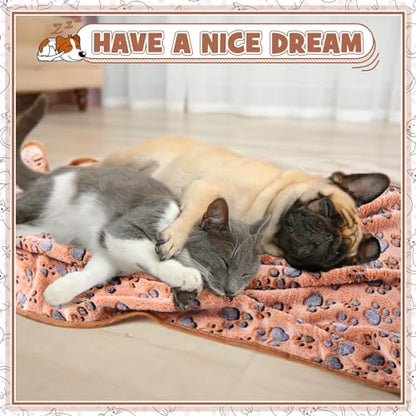 Tegeme 12 Pcs Pet Blankets 30 x 20 Inch Soft Fluffy Fleece Dog Cat Warm Paw Print Pattern Blankets Flannel Throw for Pets Dog Puppy Cat(Dark Gray, White, Camel) - color: Dark Gray, White, Camel, size: 30 x 20 Inch