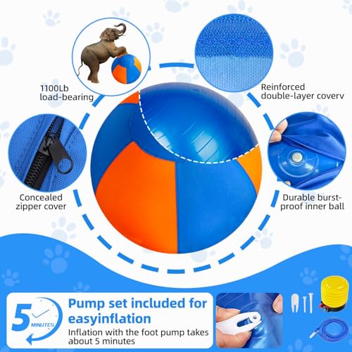18" Herding Ball for Dogs - Upgraded Chew-Resistant Double-Layer Material Durable Waterproof Dog Toy Suitable for Herding Breeds to Push, Chase & Roll, Pet Training Toy for Australian Shepherd