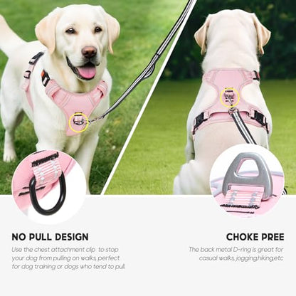 Timos Dog Harness Small Sized, No Pull Pet Harness with Neck Lockable Snap,No Choke Front Clip Dog Reflective Vest,Adjustable Metal Rings 3 Buckles,Easy Control Handle for Small Dogs Pink XS - color: Lock Pink, size: X-Small (Pack of 1)