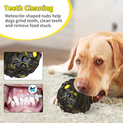 Dog Ball for Aggressive Chewers - Interactive Dog Toy Giggle Balls Fun Squeaky Sound to Keep Them Busy, Durable for Small Medium Large Breeds, Rubber Chew Toys, As Seen on TV, Black & Yellow - color: Black & Yellow