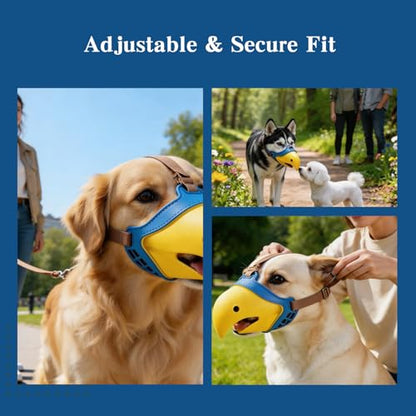 Dog Muzzle for Large & Medium Sized Dogs, Basket Muzzle for Dogs - Cute Hawk-Beak Design, Soft Breathable & Adjustable for Walking, Outdoor Activity & Crowded Places (1 Pack，Blue-Yellow)(M) - size: M