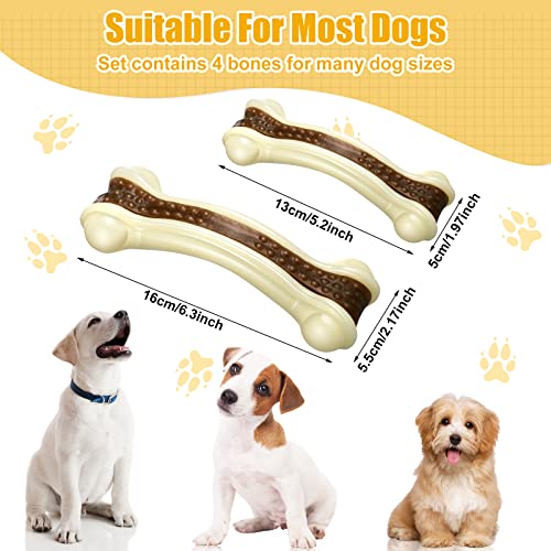 Sosation 4/5 Pack Dog Chew Toys for Aggressive Chewers Indestructible Nylon Dog Bones Beef Flavor Teething Chew Toys Bones for Large/Medium/Small Puppies(Large, Medium) - size: Large, Medium