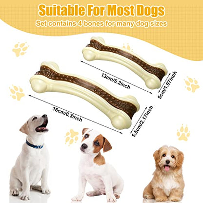 Sosation 4/5 Pack Dog Chew Toys for Aggressive Chewers Indestructible Nylon Dog Bones Beef Flavor Teething Chew Toys Bones for Large/Medium/Small Puppies(Large, Medium) - size: Large, Medium