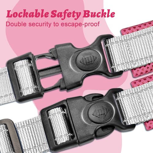 Escape Proof Dog Harness, No-Pull No Choke Soft Padded Breathable Lightweight Mesh Dog Harness for Small Dogs, Reflective Adjustable Pet Vest with Front Clip, Pink/Gray, S - color: Pink/Gray, size: Small