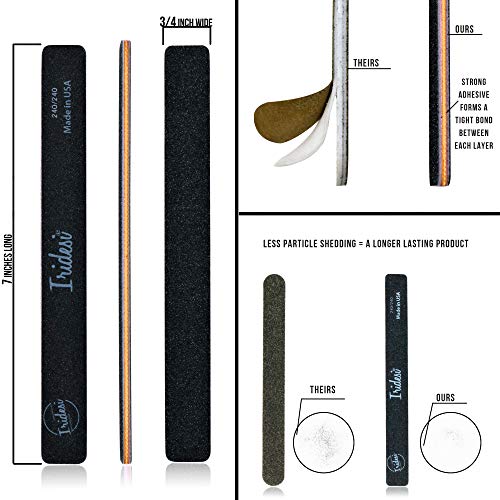 Professional Nail Files Black Washable Emery Boards 7 Inches Long Square End Serrated Edge 12 Fingernail Files Per Pack (240/240) - size: 240/240